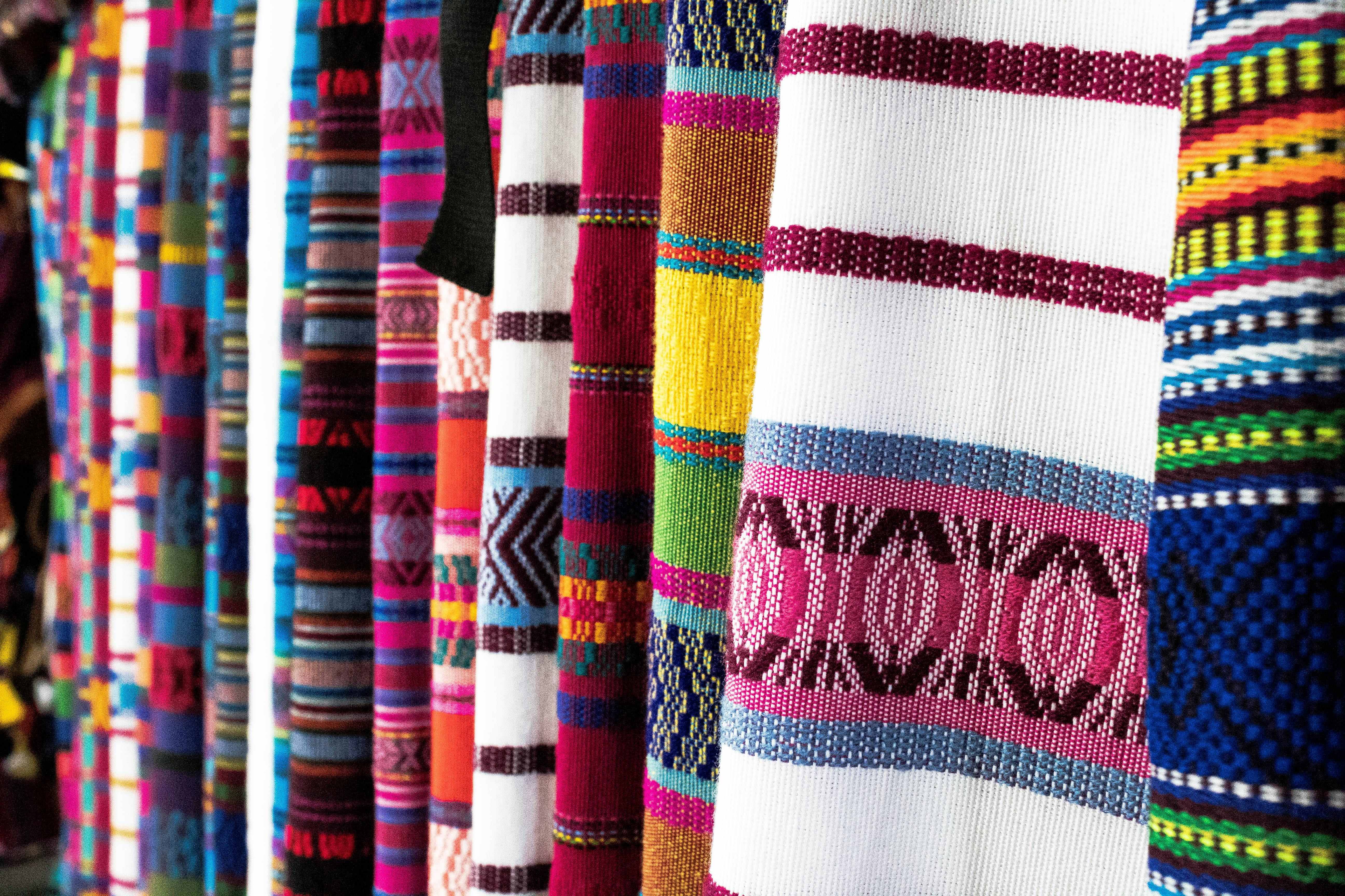 Vibrant colorful handwoven textiles showcasing traditional Indian craft heritage